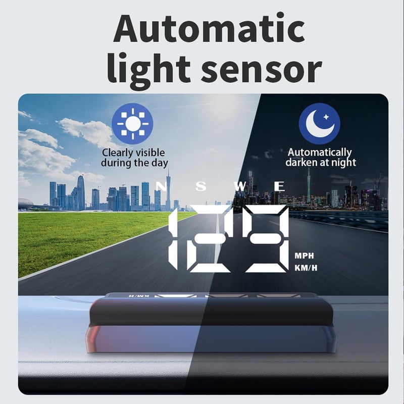 wiiiw Heads up Display for Cars,Speedometer for Car W2S(White),Digital Speedometer for Car with Overspeed Alarm,Automatic Brightness Adjustment,LED Large Font,Plug and Play,Speedometer Suitable for All Cars - Image 3